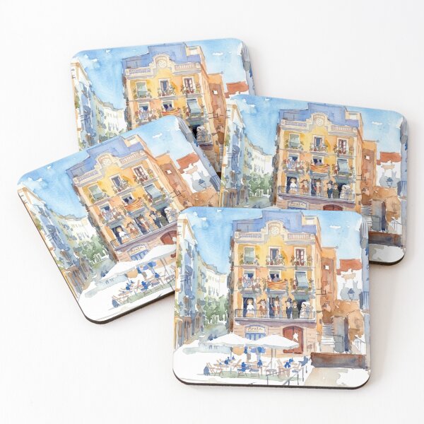 Item preview, Tarragona Spain Street Scene Watercolor Painting designed and sold by caracatita75.