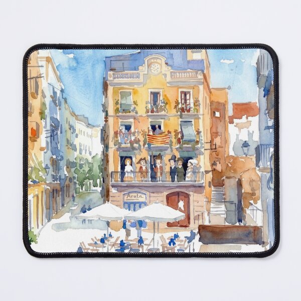 Item preview, Tarragona Spain Street Scene Watercolor Painting designed and sold by caracatita75.