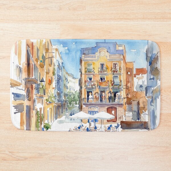 Item preview, Tarragona Spain Street Scene Watercolor Painting designed and sold by caracatita75.