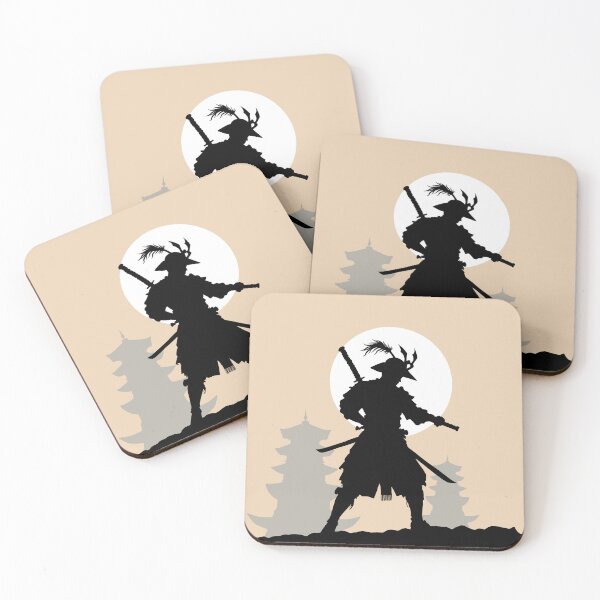 Item preview, Moonlit resolve - samurai warrior shadow illustration designed and sold by Envelope-99.