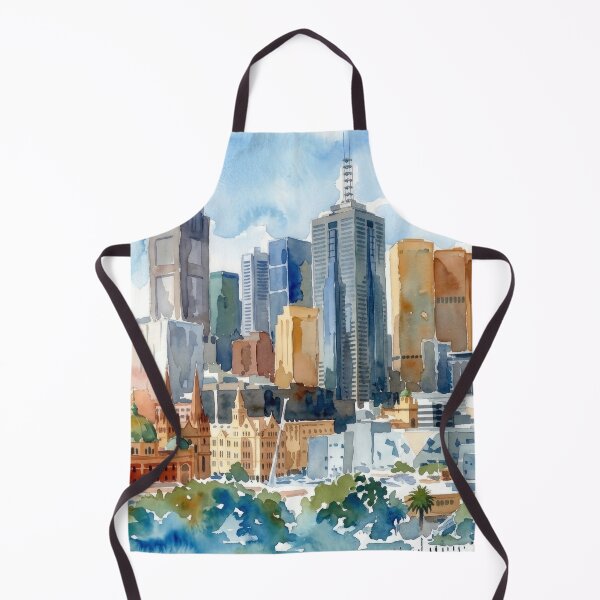 Item preview, Melbourne Australia Skyline Watercolor Painting designed and sold by caracatita75.