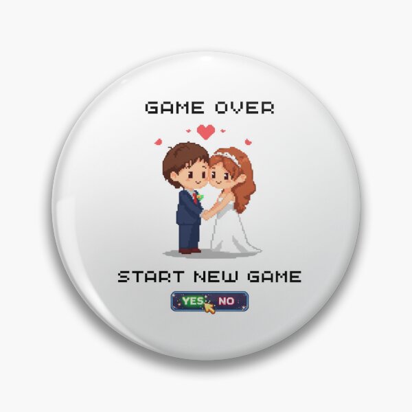 Item preview, Game Over Start New Game | Wedding Pixel Art Retro Gamer Couple designed and sold by Love&Geek.