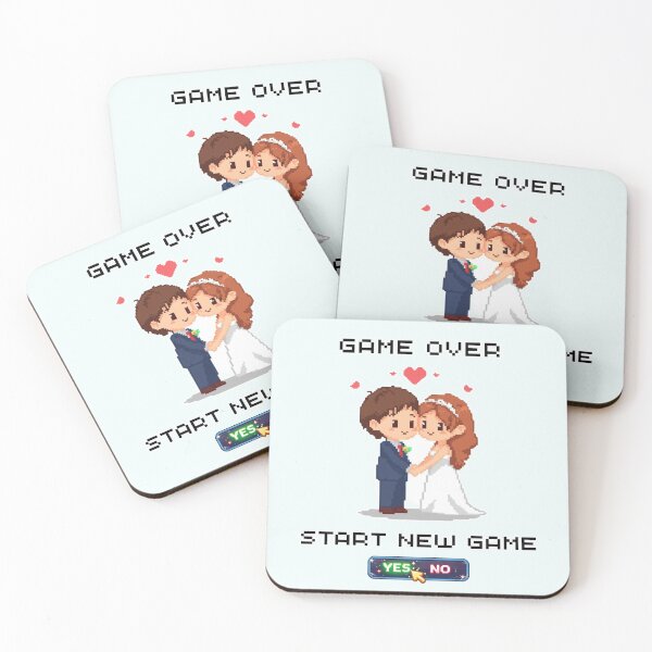 Item preview, Game Over Start New Game | Wedding Pixel Art Retro Gamer Couple designed and sold by Love&Geek.