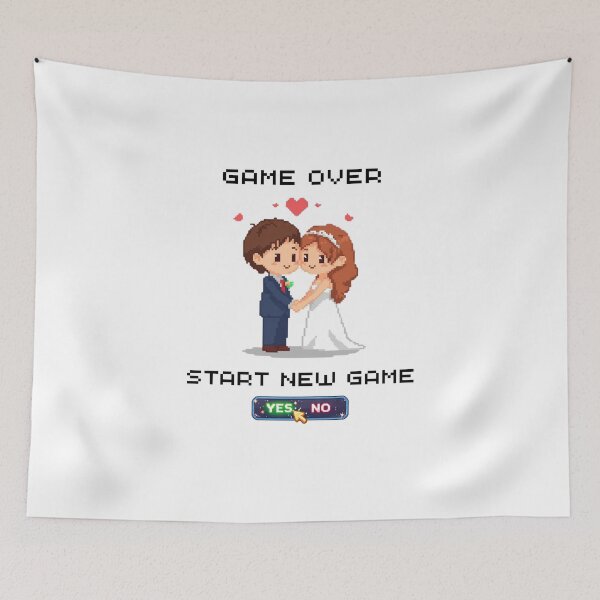 Item preview, Game Over Start New Game | Wedding Pixel Art Retro Gamer Couple designed and sold by Love&Geek.