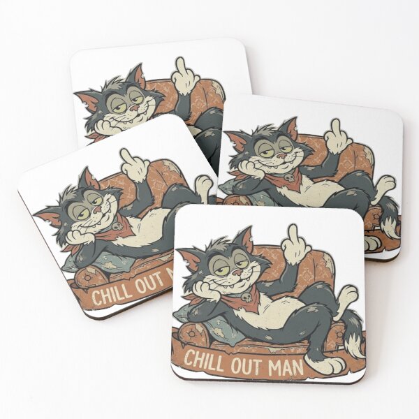 Item preview, Retro Scruffy Cat Flipping The Middle Finger designed and sold by Rebel Knit.