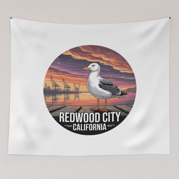 Item preview, Redwood City California: Seagull at the Harbor  designed and sold by CircinusStore.