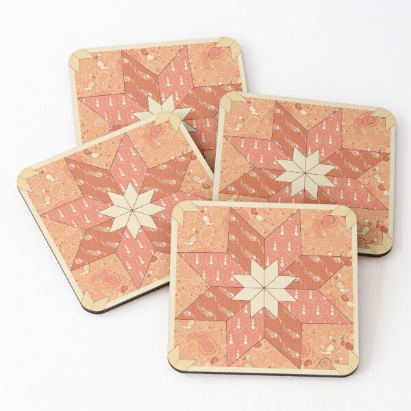 Item preview, Salt Water Shallows sea star patchwork in coral designed and sold by LisaLeQuelenec.
