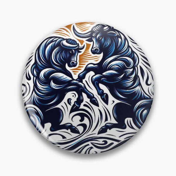Item preview, Ilustración ornamental vintage de majestuosos toros gemelos designed and sold by Printrox.