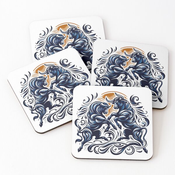 Item preview, Ilustración ornamental vintage de majestuosos toros gemelos designed and sold by Printrox.