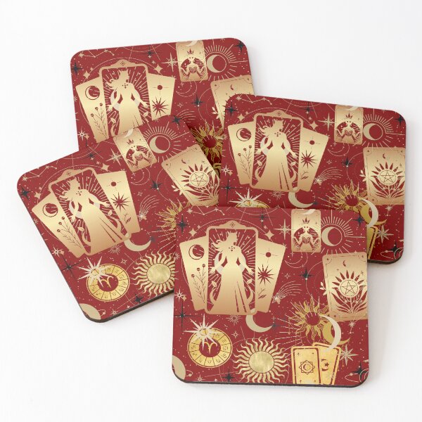 Item preview, Red Gold Celestial Tarot Astrology Design designed and sold by WillandWent.