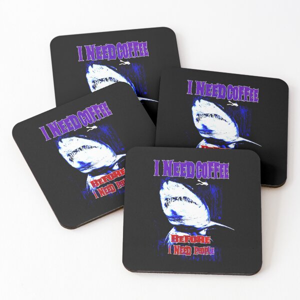 Item preview, Need Coffee Before People, Neon Shark Coffee Design – Dark Humor designed and sold by AreKreative.