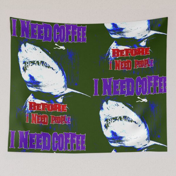 Item preview, Need Coffee Before People, Neon Shark Coffee Design – Dark Humor designed and sold by AreKreative.