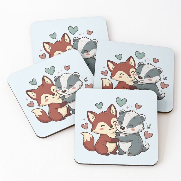 Item preview, Kawaii Fox and Badger Cuddle Love designed and sold by dreephic22.