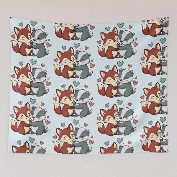 Item preview, Kawaii Fox and Badger Cuddle Love designed and sold by dreephic22.