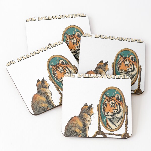 Item preview, Be Delusional Funny Cat Mirror Tiger Reflection designed and sold by TopKult.