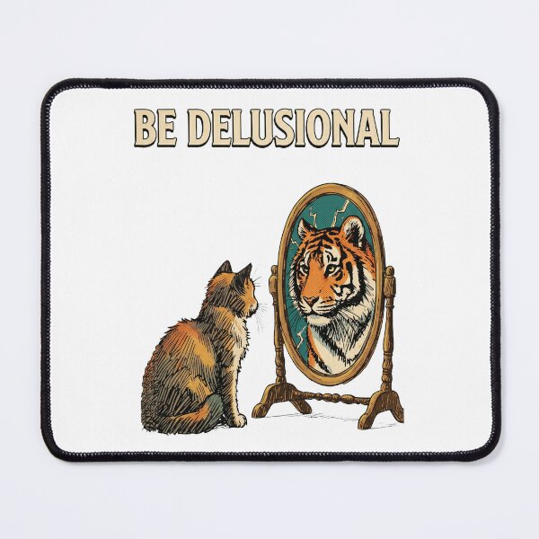 Item preview, Be Delusional Funny Cat Mirror Tiger Reflection designed and sold by TopKult.