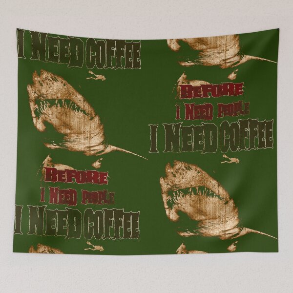 Item preview, Vintage Shark Coffee Quote – I Need Coffee Before I Need People designed and sold by AreKreative.