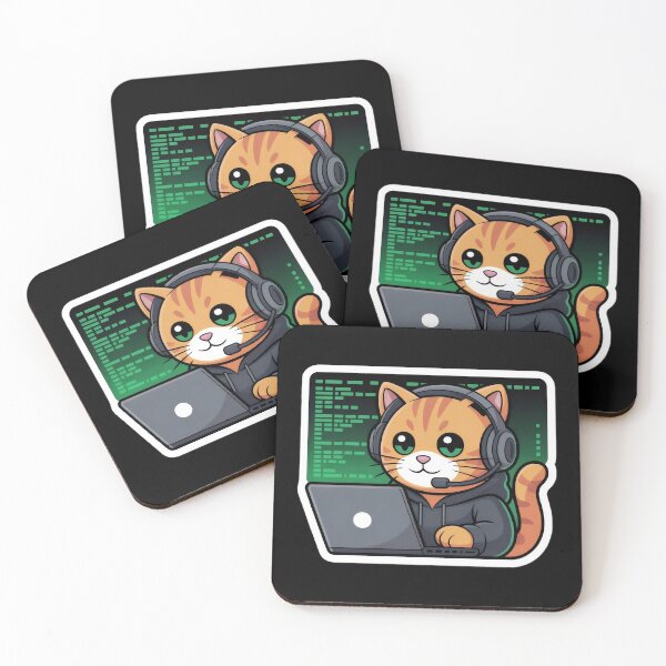 Item preview, Cute Hacker Cat - Kawaii Gamer Kitty designed and sold by ArtByLorrens.