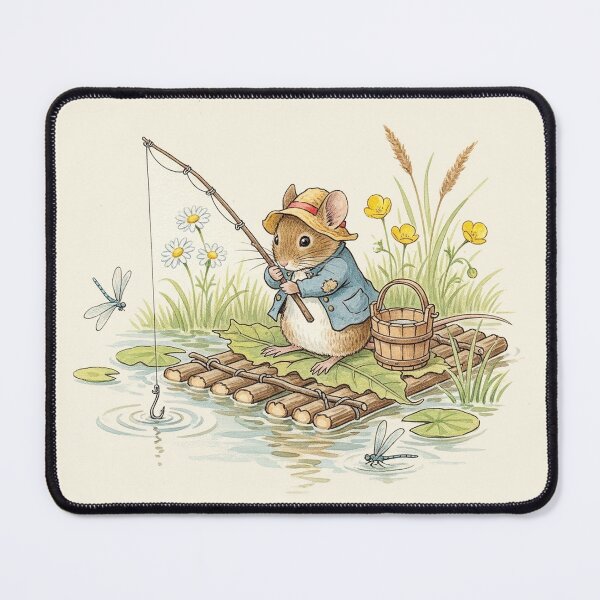 Item preview, Little Mouse Fishing on a Leaf Raft designed and sold by Pasteltone.