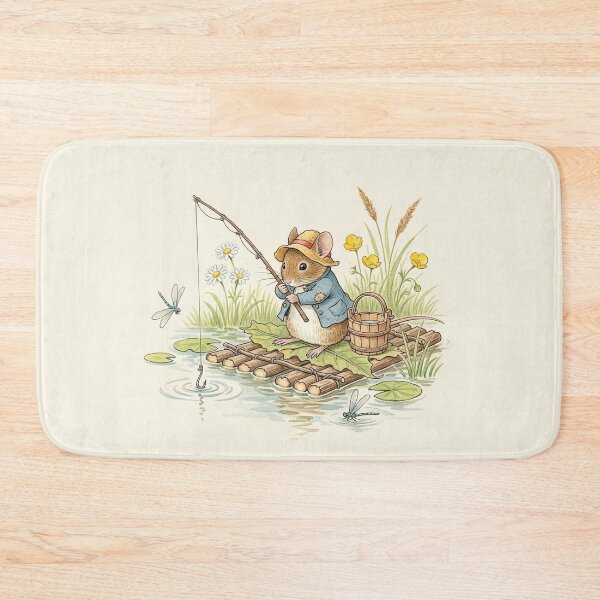 Item preview, Little Mouse Fishing on a Leaf Raft designed and sold by Pasteltone.