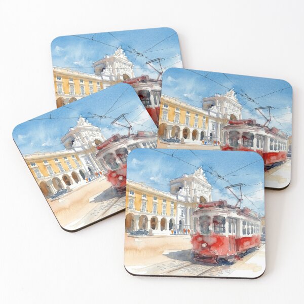 Item preview, Tranvía rojo de Lisboa en la Praca do Comercio designed and sold by caracatita75.