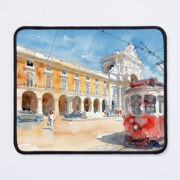 Item preview, Lisbon Red Tram at Praca do Comercio designed and sold by caracatita75.