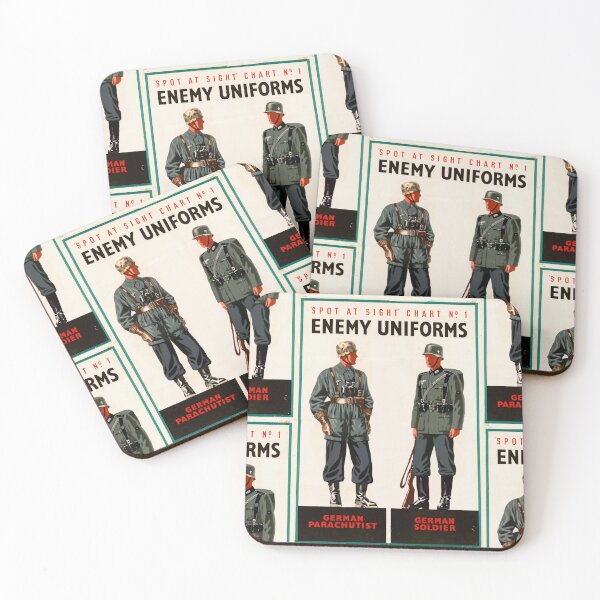 Item preview, World War II Poster Print | Spot At Sight Chart No 1 | Enemy Uniforms Art | German Parachutist & Soldier Illustration designed and sold by artofuniverse.
