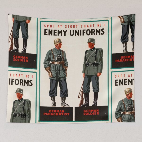 Item preview, World War II Poster Print | Spot At Sight Chart No 1 | Enemy Uniforms Art | German Parachutist & Soldier Illustration designed and sold by artofuniverse.