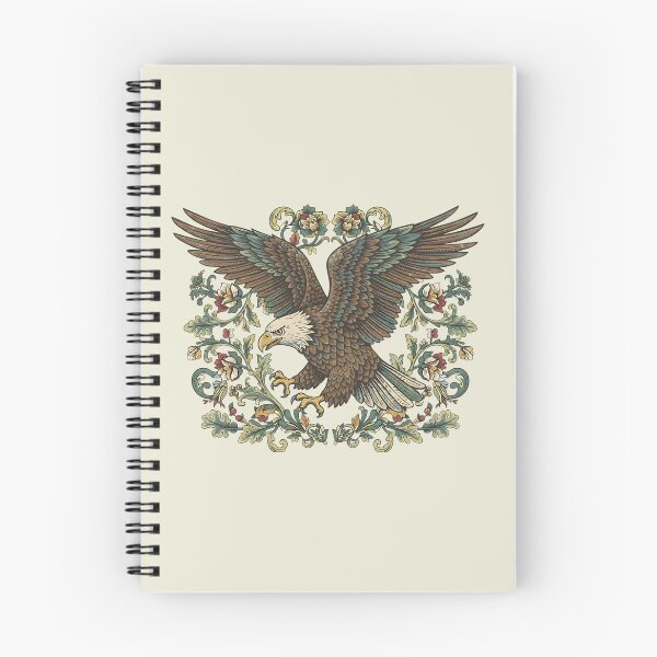 Item preview, Bald Eagle Diving With Botanical Floral Frame Vintage Bird Illustration designed and sold by BirdsnStuff.