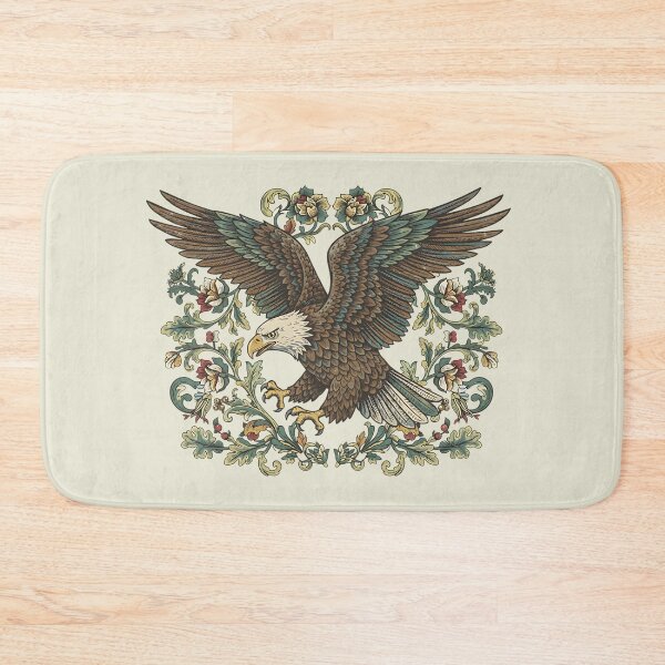 Item preview, Bald Eagle Diving With Botanical Floral Frame Vintage Bird Illustration designed and sold by BirdsnStuff.