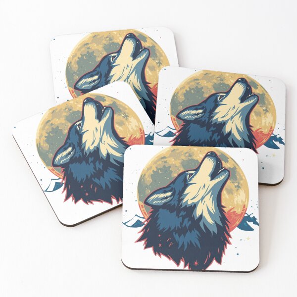 Item preview, Howling Wolf Moon Art Print – Night Sky Wolf Illustration for Nature Lovers designed and sold by Kruti Collection.