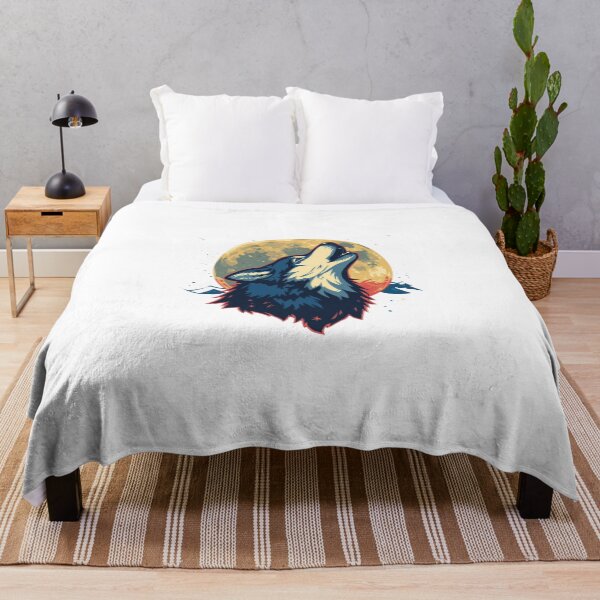 Item preview, Howling Wolf Moon Art Print – Night Sky Wolf Illustration for Nature Lovers designed and sold by Kruti Collection.