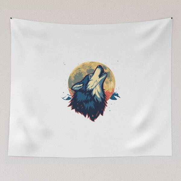 Item preview, Howling Wolf Moon Art Print – Night Sky Wolf Illustration for Nature Lovers designed and sold by Kruti Collection.