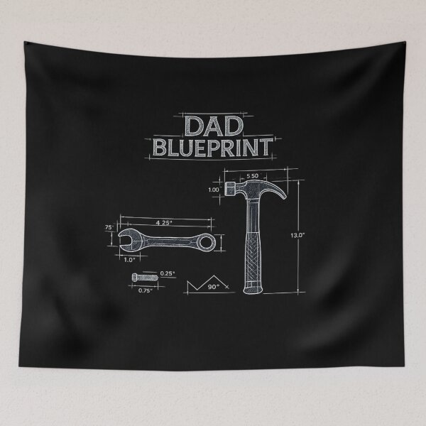 Item preview, Dad Blueprint - Technical Drawing Typography Design designed and sold by MKreative Studio.