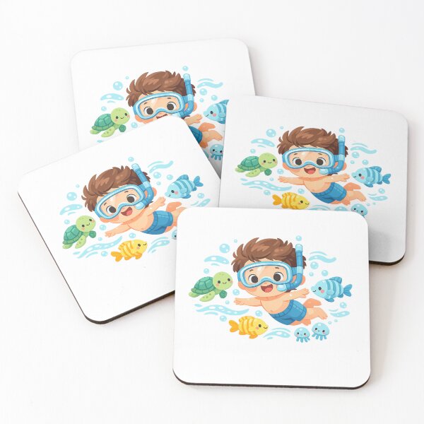 Item preview, Cute Underwater Adventure - Child Swimming with Sea Animals designed and sold by MKreative Studio.