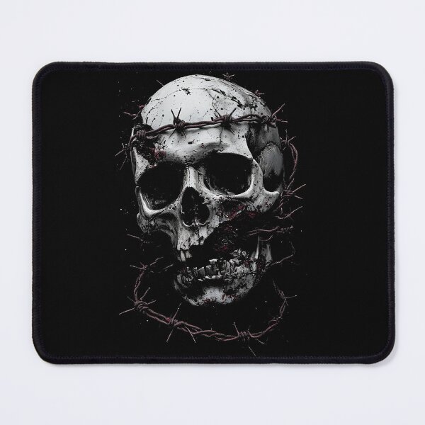 Item preview, Gothic Skull with Barbwire – Dark Gritty Horror Art designed and sold by MorbidDreams.