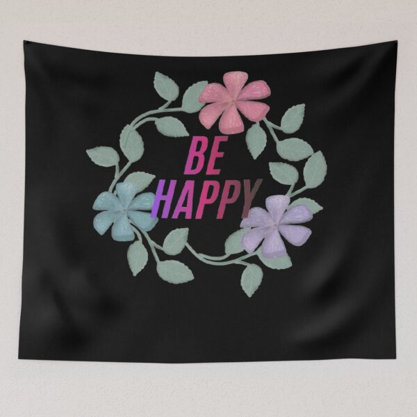 Item preview,  Be Happy Floral Wreath Design | Cute Pastel Flowers Typography | Positive Quote Aesthetic designed and sold by HopeAndHustle.