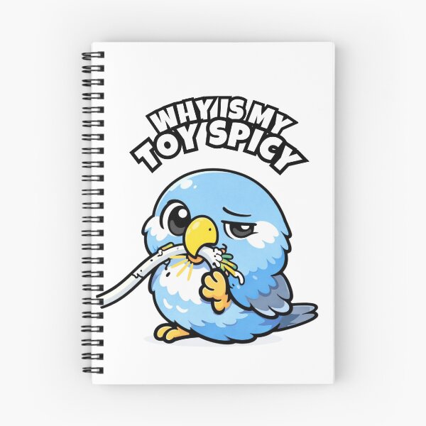 Item preview, Funny Budgie Why Is My Toy Spicy – Chewing Bird Meme designed and sold by FeatherChaos.