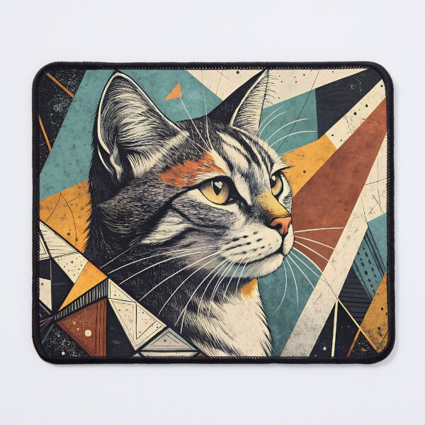 Item preview, Abstract Geometric Cat Portrait – Modern Cubist Animal Art Design designed and sold by Studio Atharv.