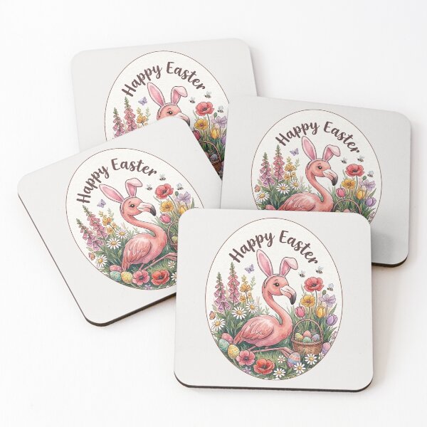 Artikelvorschau, Lustiger Flamingo, frohe Ostern, Osterhase, Jungen, Mädchen, Kinder entworfen und verkauft von FurryHavenPH.