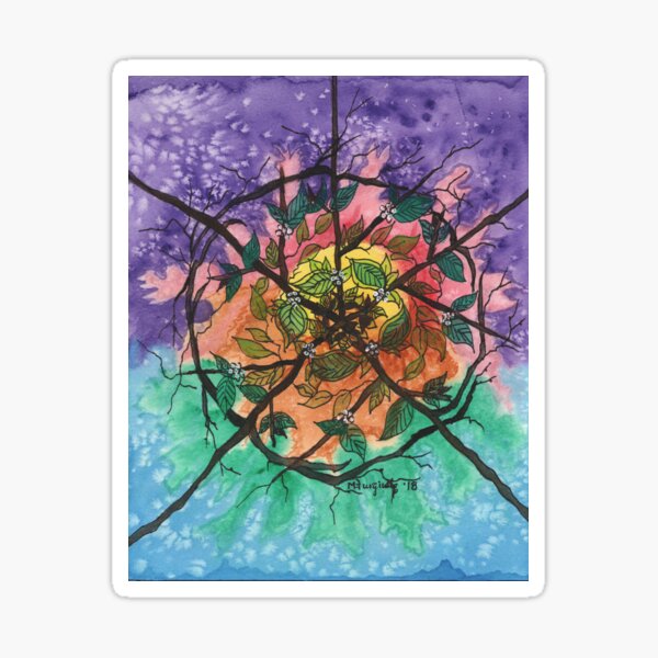 Mandala, vibrant watercolor Sticker
