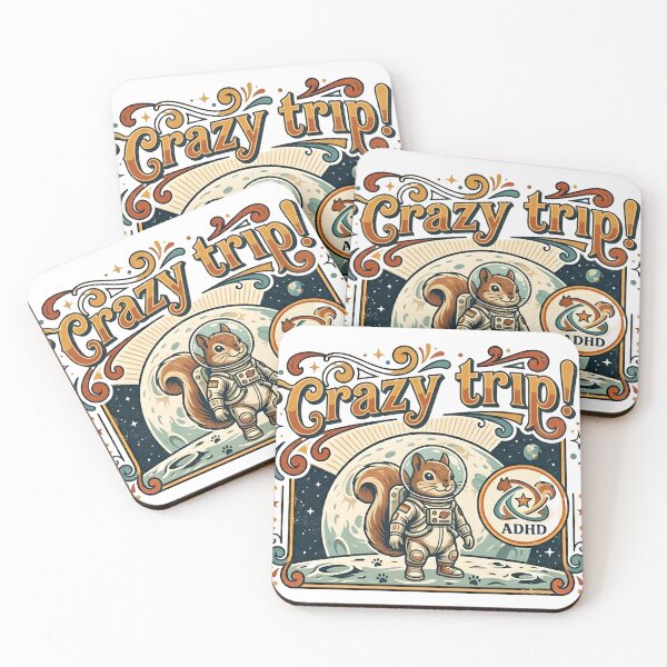 Item preview, Crazy Trip! ADHD Squirrel Astronaut Retro Space Adventure designed and sold by CHAOS_CLUB.