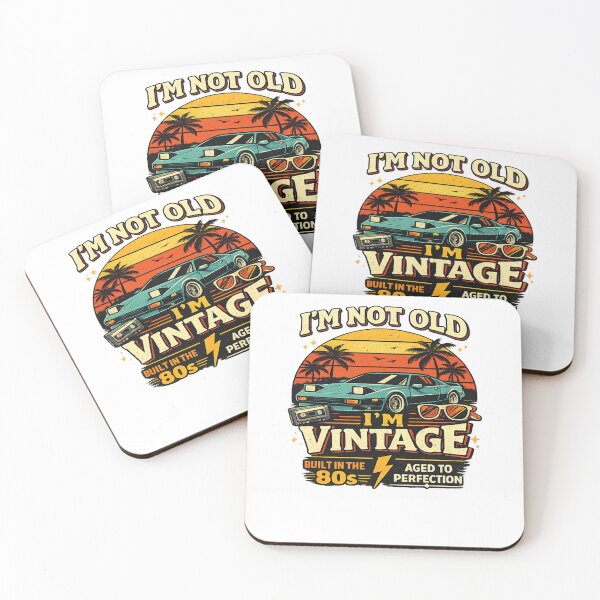Item preview, I'm Not Old I'm Vintage Retro Car Sunset 80s Funny Gift T-Shirt Design designed and sold by Artbysarmina.