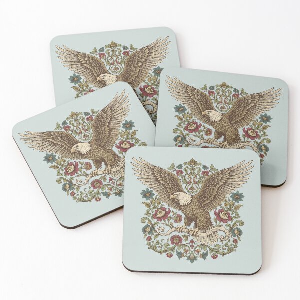 Item preview, Ornate Bald Eagle With Roses Botanical Bird Illustration  designed and sold by BirdsnStuff.