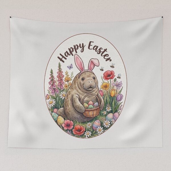 Item preview, Funny Manatee Happy Easter Egg Bunny Boys Girls Kids designed and sold by FurryHavenPH.