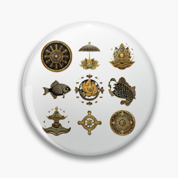 Item preview, Golden Buddhist Symbols - Decorative Tibetan Spiritual Art designed and sold by eikulabs.