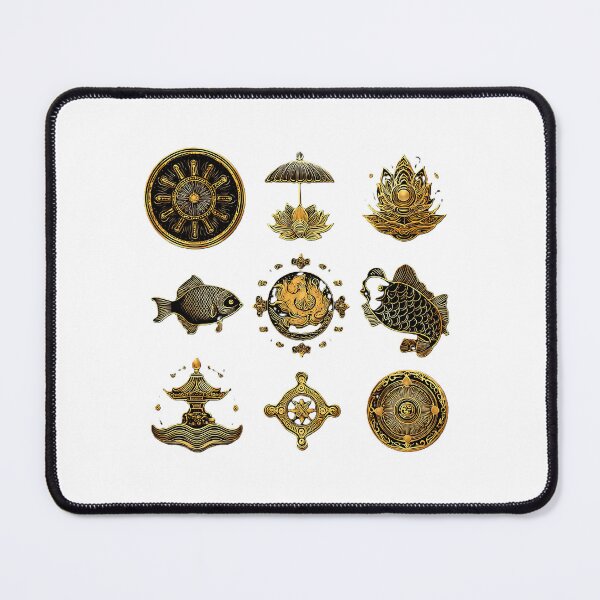 Item preview, Golden Buddhist Symbols - Decorative Tibetan Spiritual Art designed and sold by eikulabs.