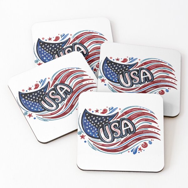 Item preview, USA in custom text with patriotic colors and accents. designed and sold by Art-Horizon.