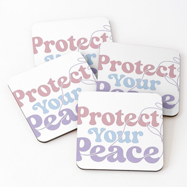 Item preview, Protect Your Peace - Pastel Retro Groovy Mental Health Quote designed and sold by sunnyrahman.