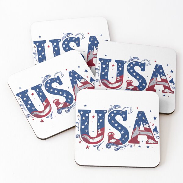 Item preview, USA in custom text with patriotic colors and accents. designed and sold by Art-Horizon.